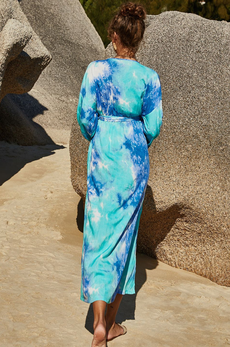 Tie Dye Wrap Maxi Dress - AllIn Computer