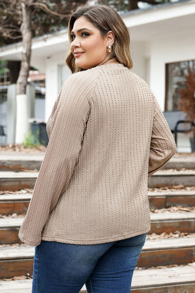 Plus Size Round Neck Long Sleeve T-Shirt - AllIn Computer