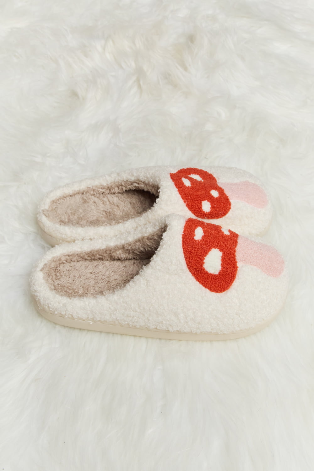 Melody Mushroom Print Plush Slide Slippers - AllIn Computer