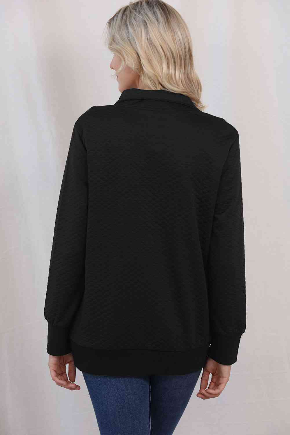 Collared Neck Long Sleeve Top - AllIn Computer