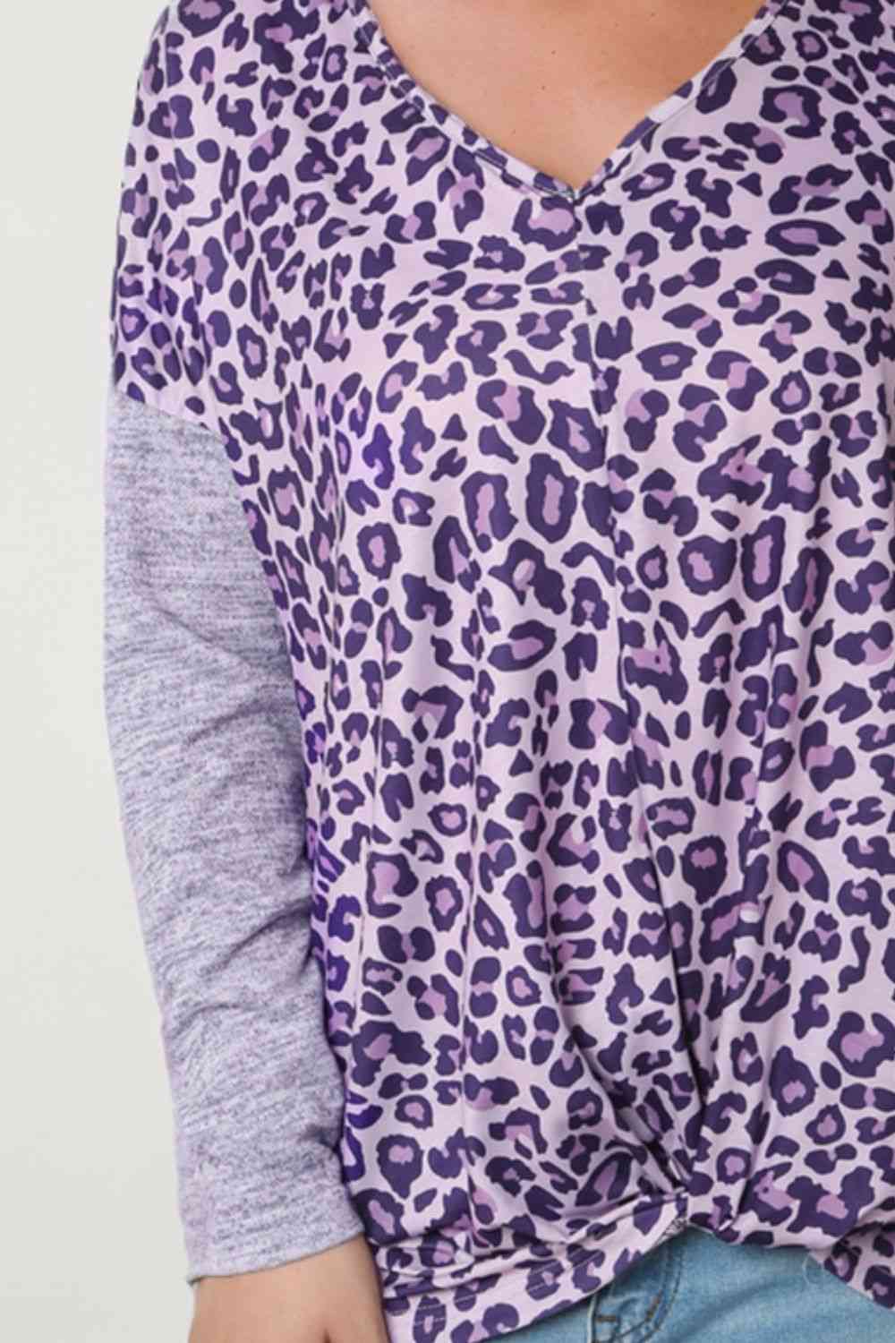 Leopard V-Neck Long Sleeve T-Shirt - AllIn Computer