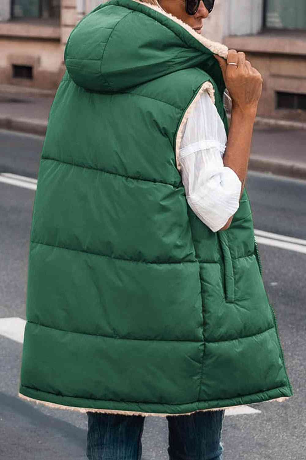 Zip-Up Longline Hooded Vest - AllIn Computer