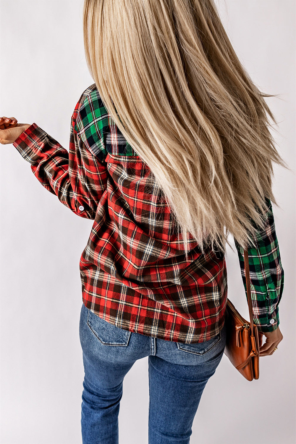 Plaid Collared Neck Long Sleeve Shirt - AllIn Computer