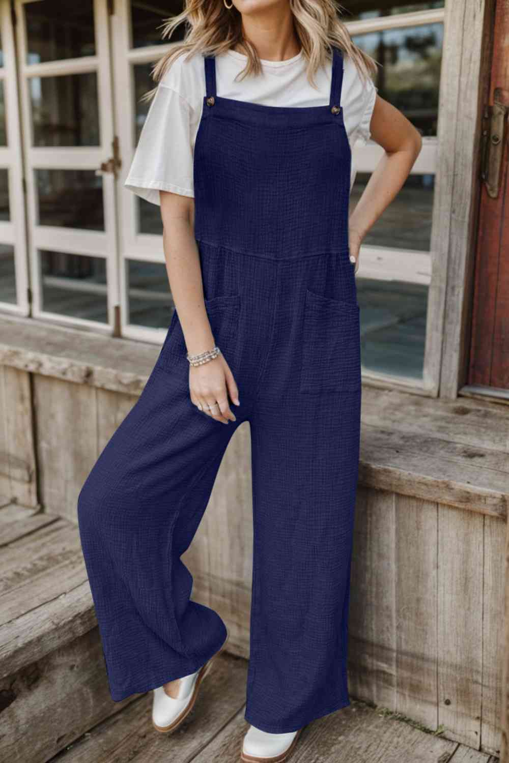 Full Size Wide Leg Front Pocket Jumpsuit - AllIn Computer