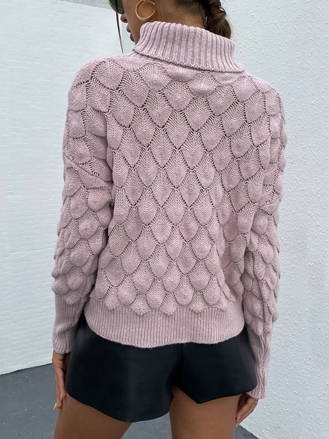 Turtle Neck Ribbed Long Sleeve Sweater - AllIn Computer