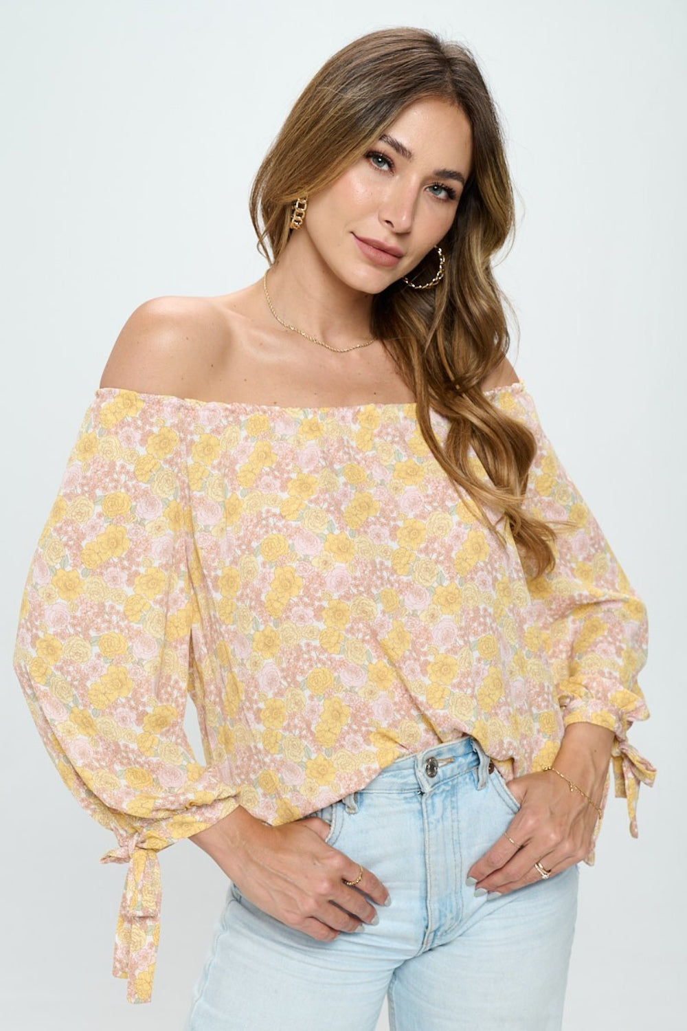 RENEE C Floral Off-Shoulder Long Sleeve Blouse - AllIn Computer