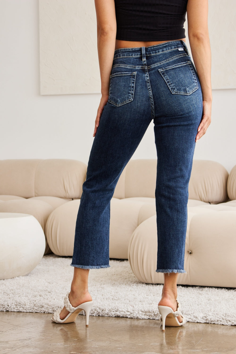 RFM Crop Dylan Full Size Tummy Control Distressed High Waist Raw Hem Jeans - AllIn Computer