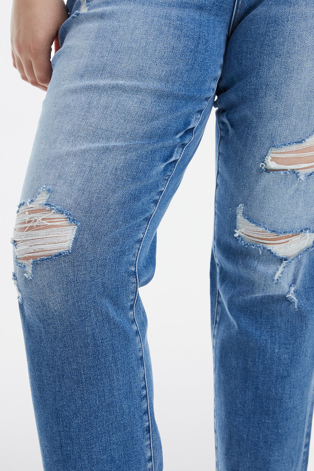 BAYEAS Full Size Mid Waist Distressed Ripped Straight Jeans - AllIn Computer