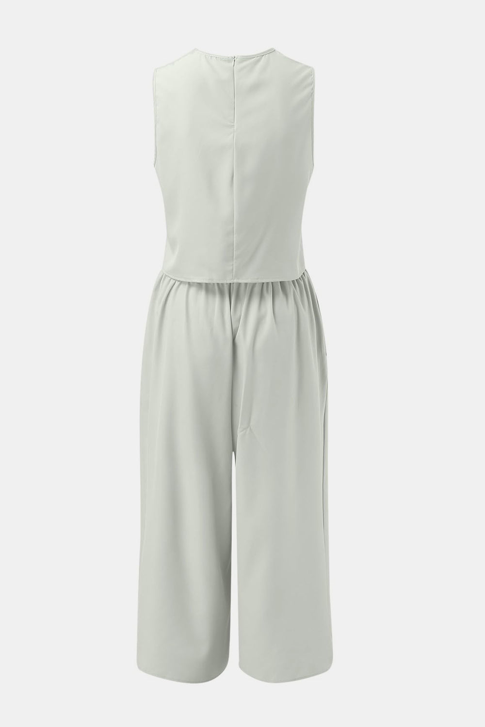 Round Neck Top and Wide Leg Pants Set - AllIn Computer