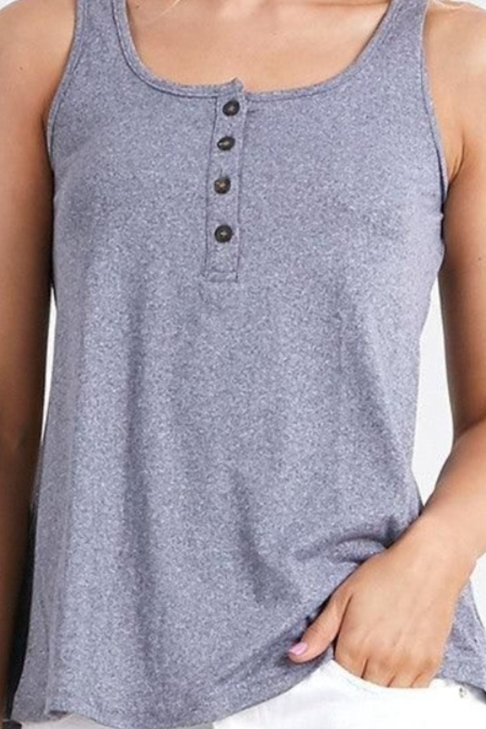 Ninexis Square Neck Half Button Tank - AllIn Computer
