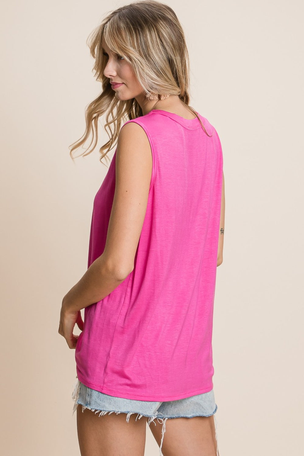 BiBi Cutout Round Neck Sleeveless Top - AllIn Computer