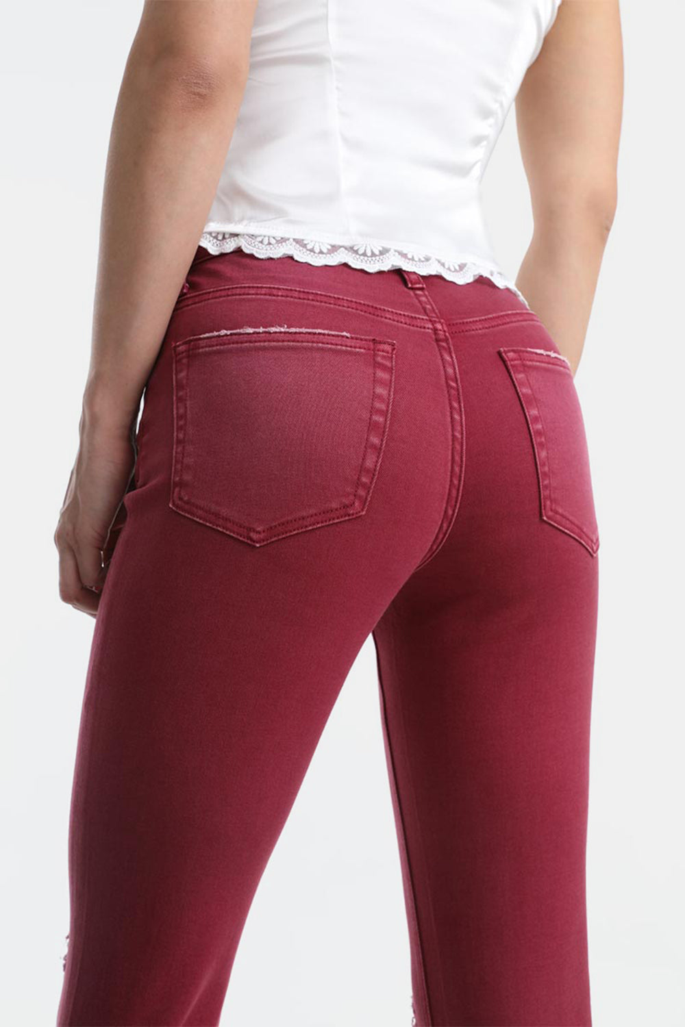 BAYEAS Full Size High Waist Distressed Raw Hem Flare Jeans - AllIn Computer