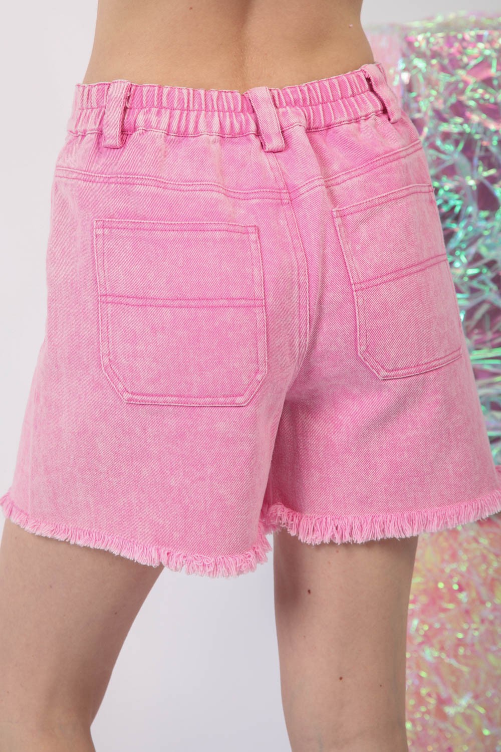 VERY J  Washed Raw Hem Denim Shorts - AllIn Computer
