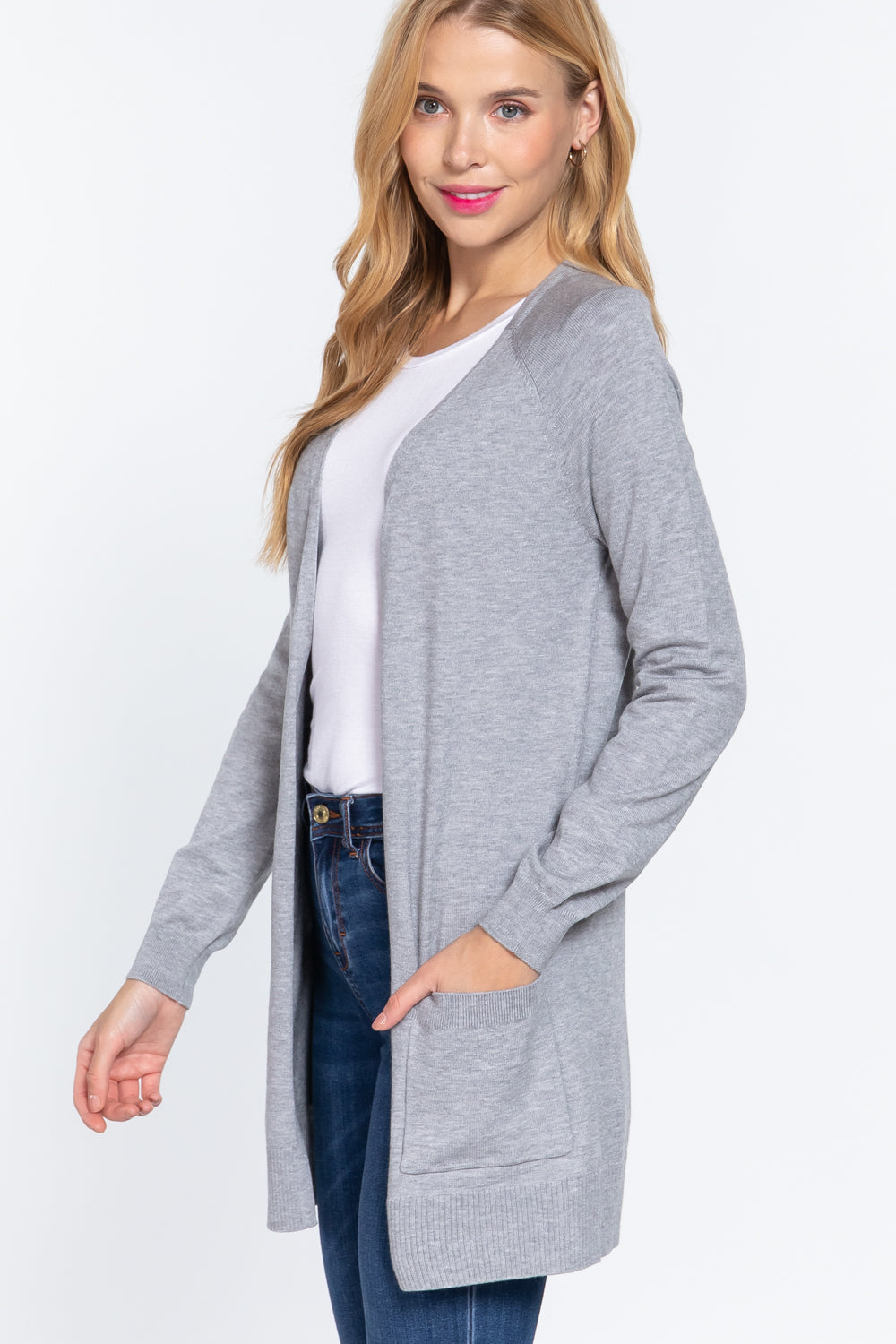 ACTIVE BASIC Open Front Long Sleeve Cardigan - AllIn Computer