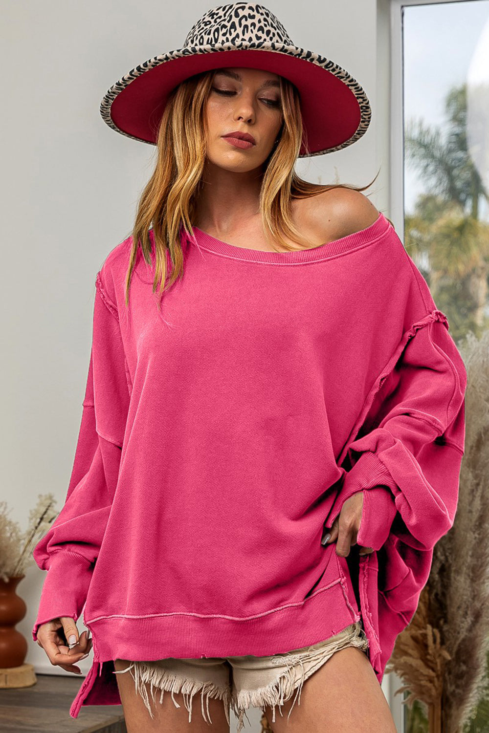 BiBi Washed French Terry Slit Sweatshirt - AllIn Computer