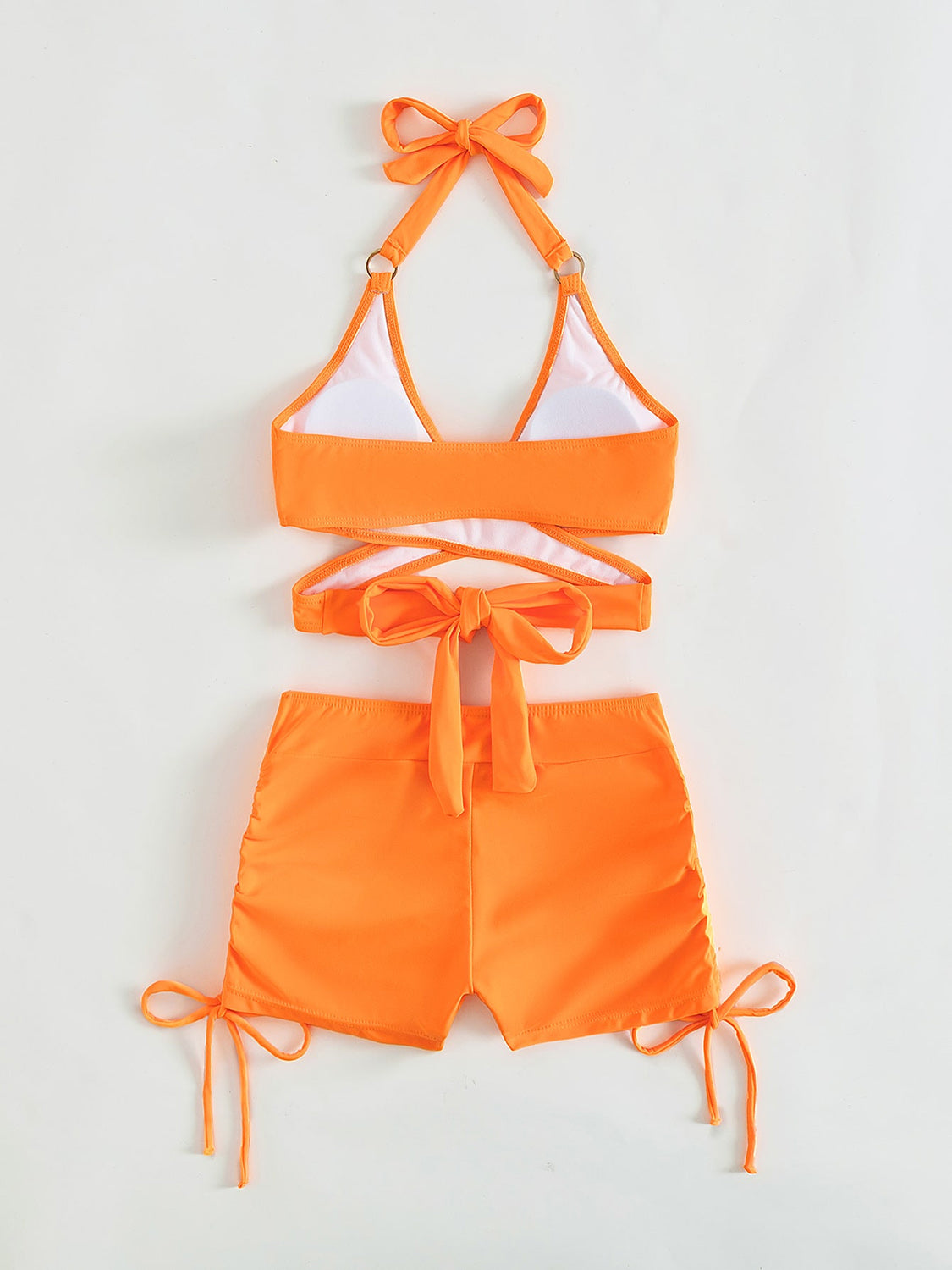 Crisscross Tied Top and Drawstring Shorts Swim Set - AllIn Computer