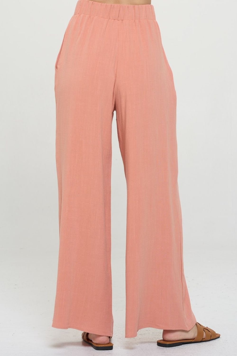 RENEE C Linen Wide Leg Pants with Pockets - AllIn Computer