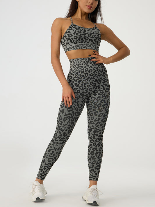 Leopard Crisscross Top and Leggings Active Set | CLOTHING,SHOES & ACCESSORIES | Active Wear, Activewear, outfit sets, Ship From Overseas, Y.W.Z.Y | Trendsi
