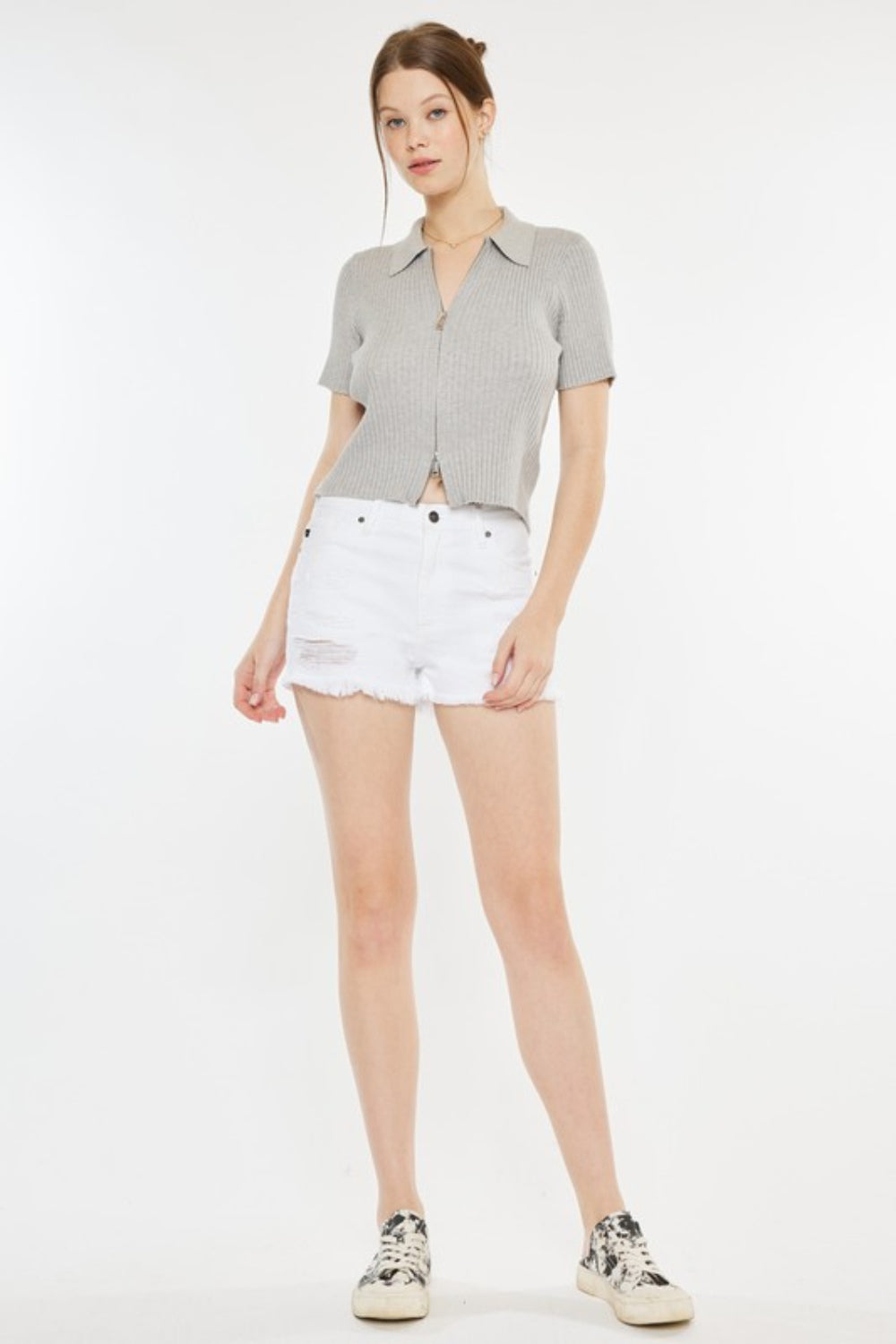 Kancan Raw Hem Distressed Denim Shorts - AllIn Computer