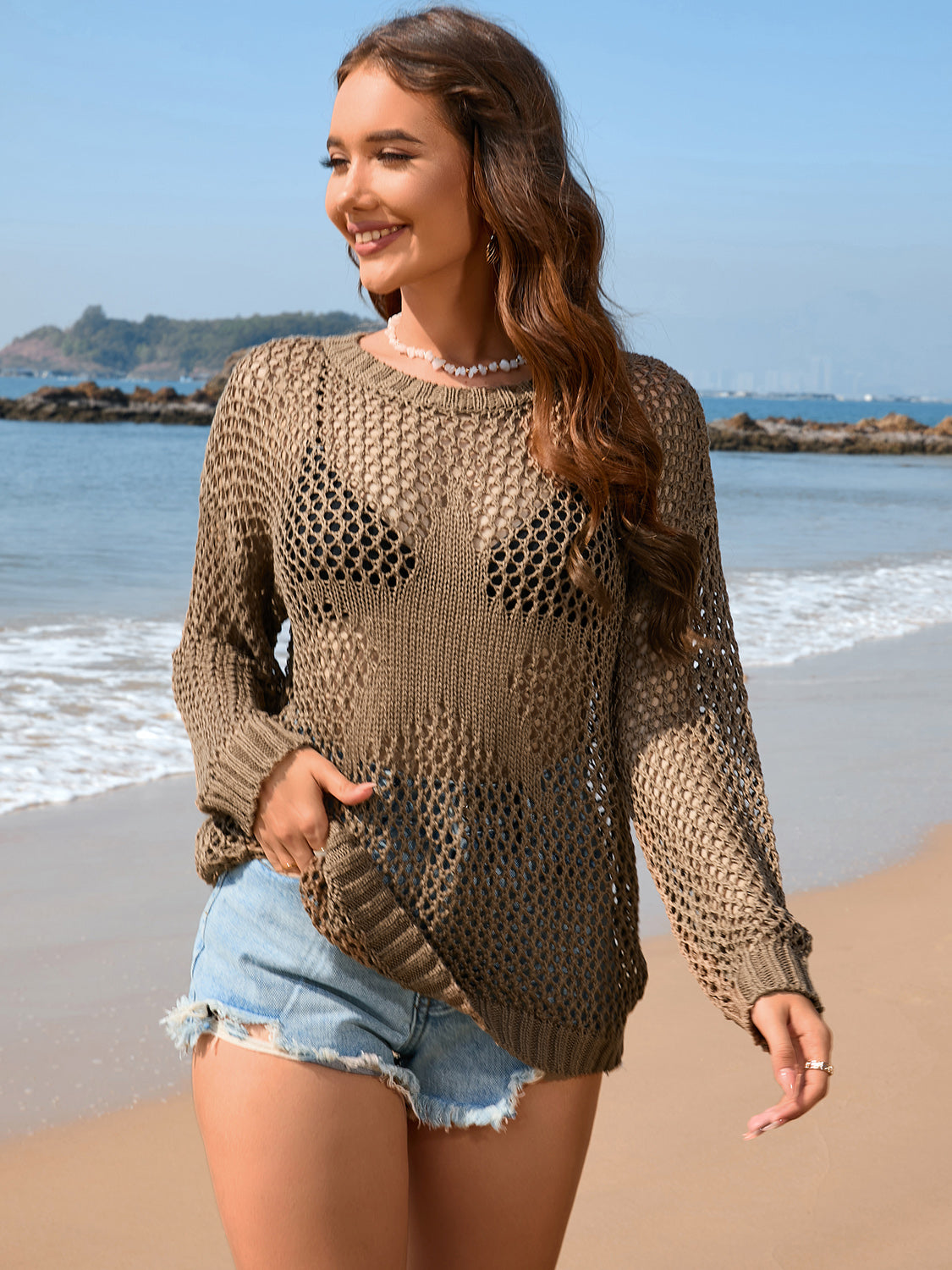 Openwork Dropped Shoulder Cover Up - AllIn Computer