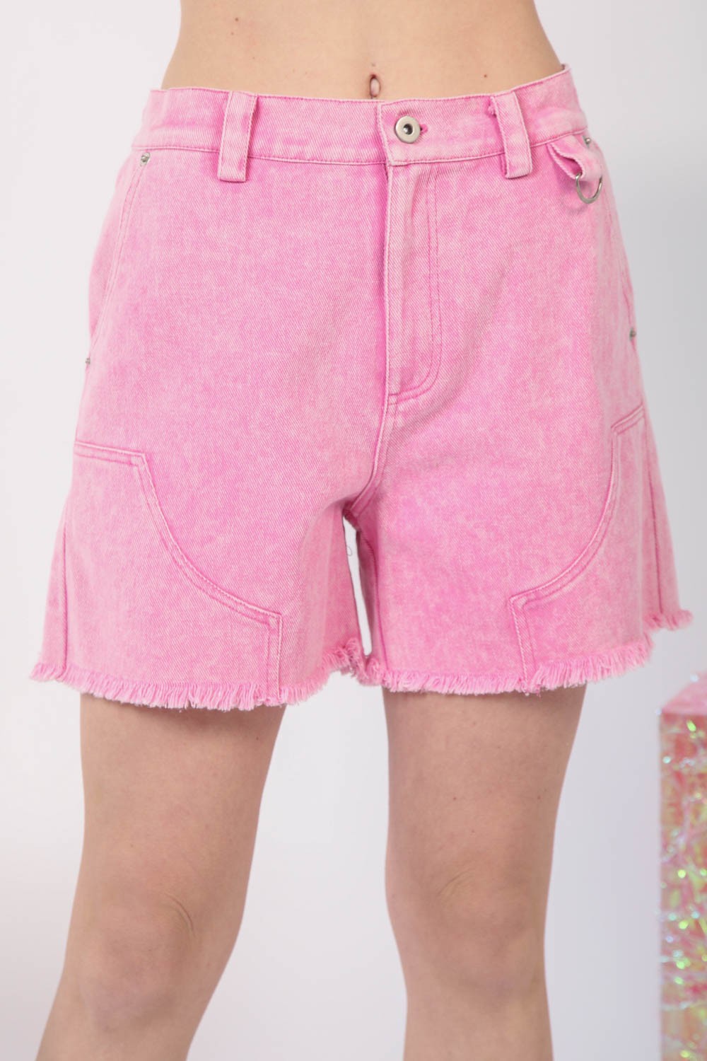 VERY J  Washed Raw Hem Denim Shorts - AllIn Computer
