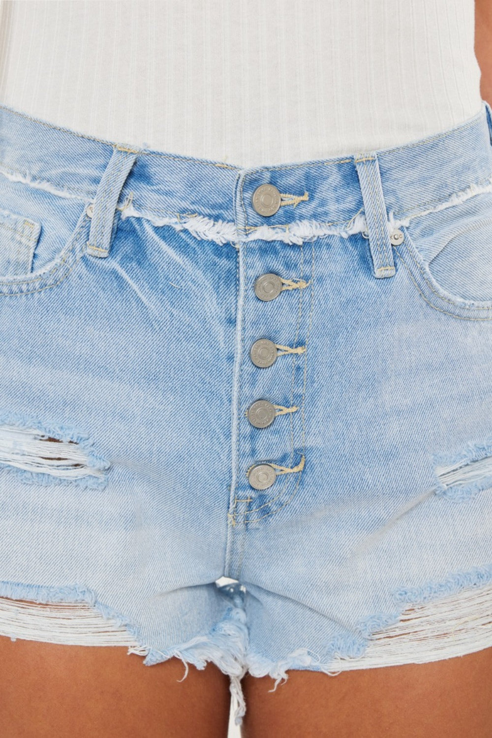 Kancan Distressed Button Fly Denim Shorts - AllIn Computer