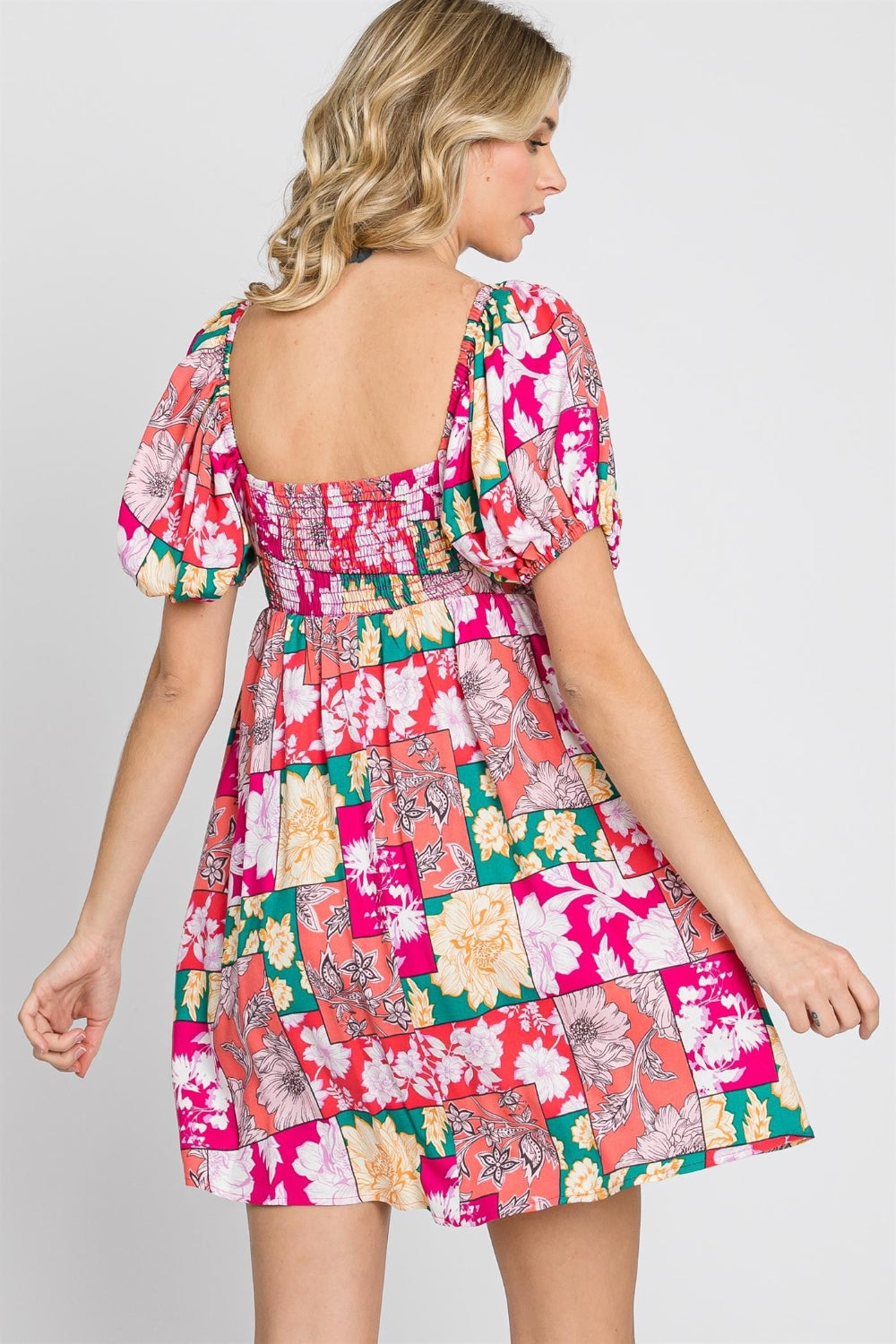GeeGee Floral Ruff Sleeve Mini Dress - AllIn Computer
