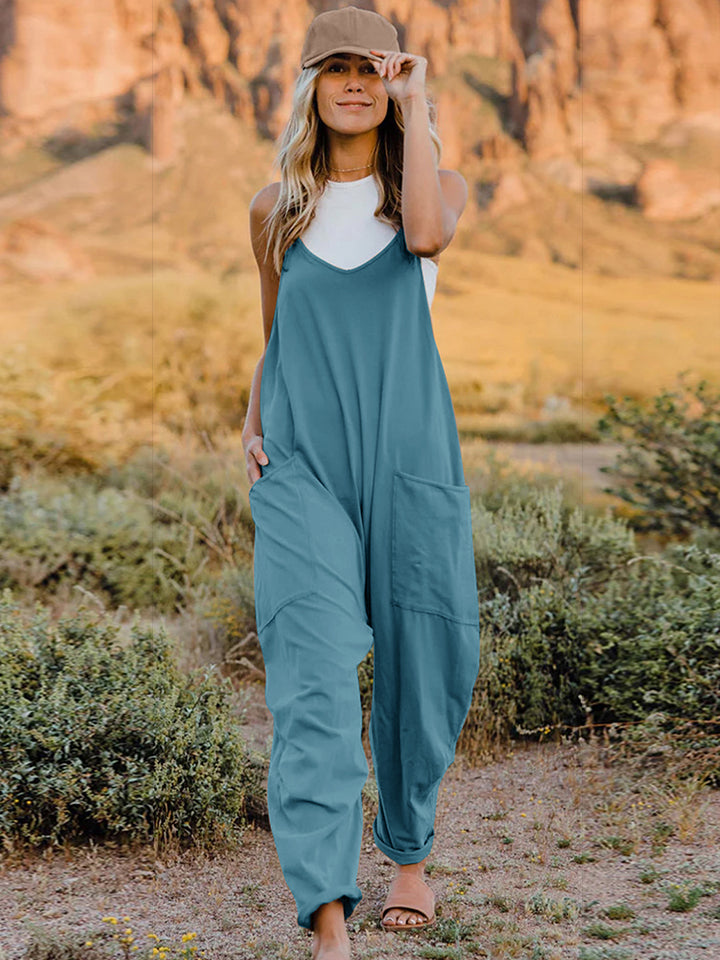 Double Take  V-Neck Sleeveless Jumpsuit with Pocket - AllIn Computer