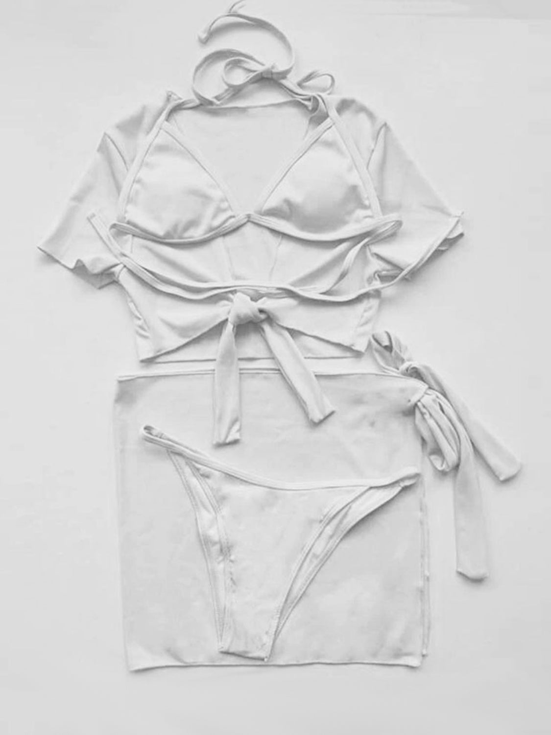 Halter Neck Bikini and Cover Up Four-Piece Swim Set - AllIn Computer
