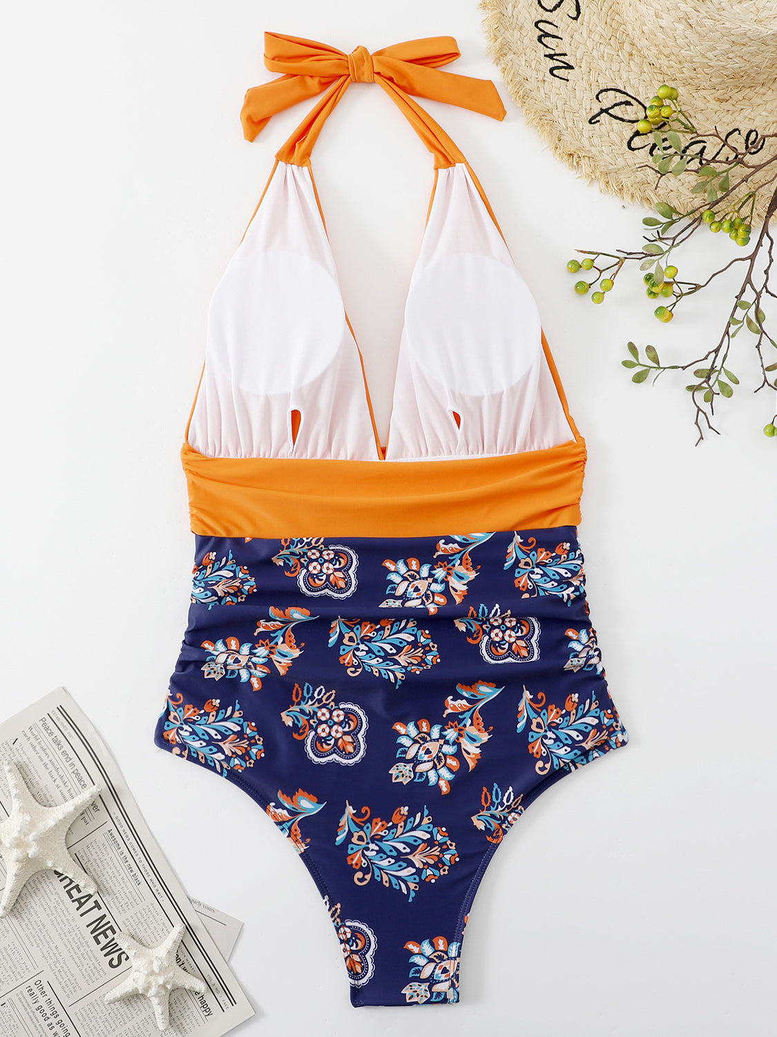 Halter Neck One-Piece Swimwear - AllIn Computer