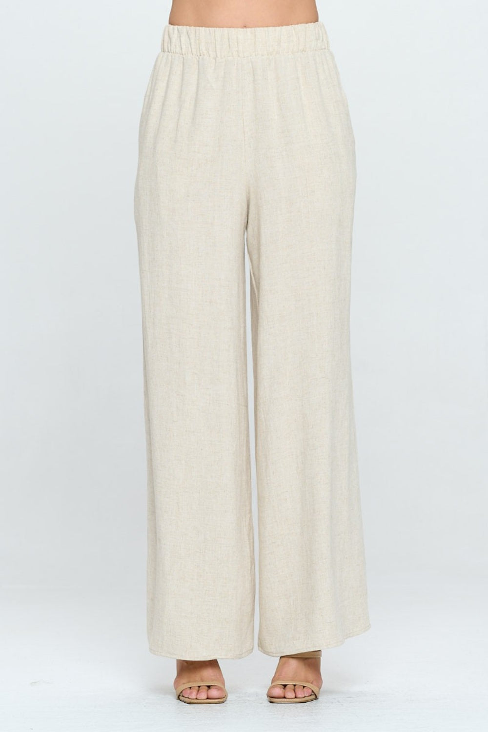 RENEE C Linen Wide Leg Pants with Pockets - AllIn Computer