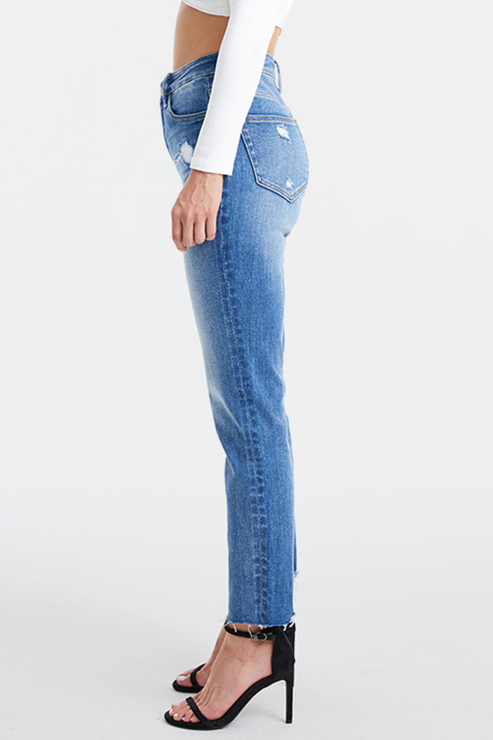 BAYEAS Full Size High Waist Distressed Raw Hew Skinny Jeans - AllIn Computer