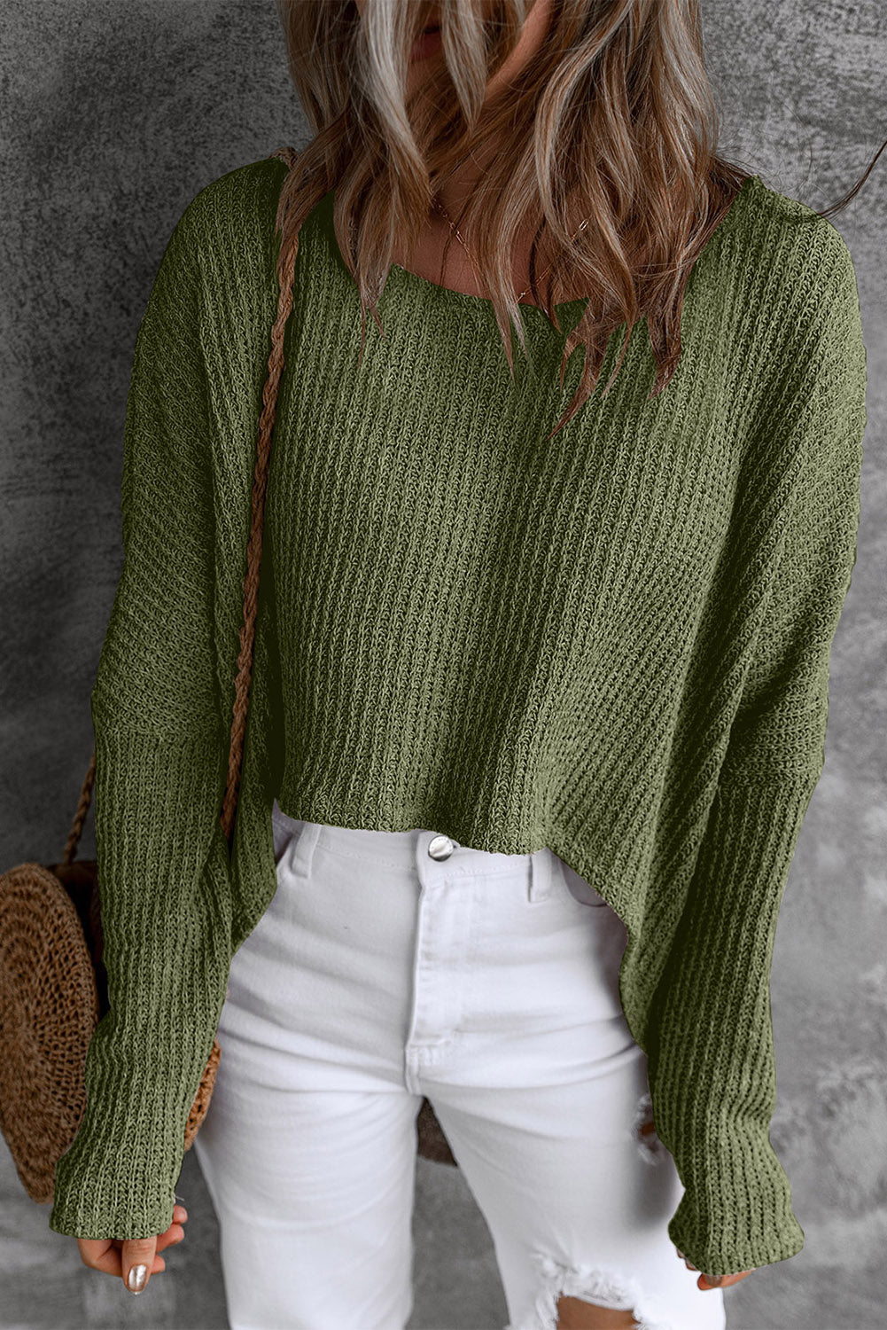 Round Neck High-Low Sweater - AllIn Computer