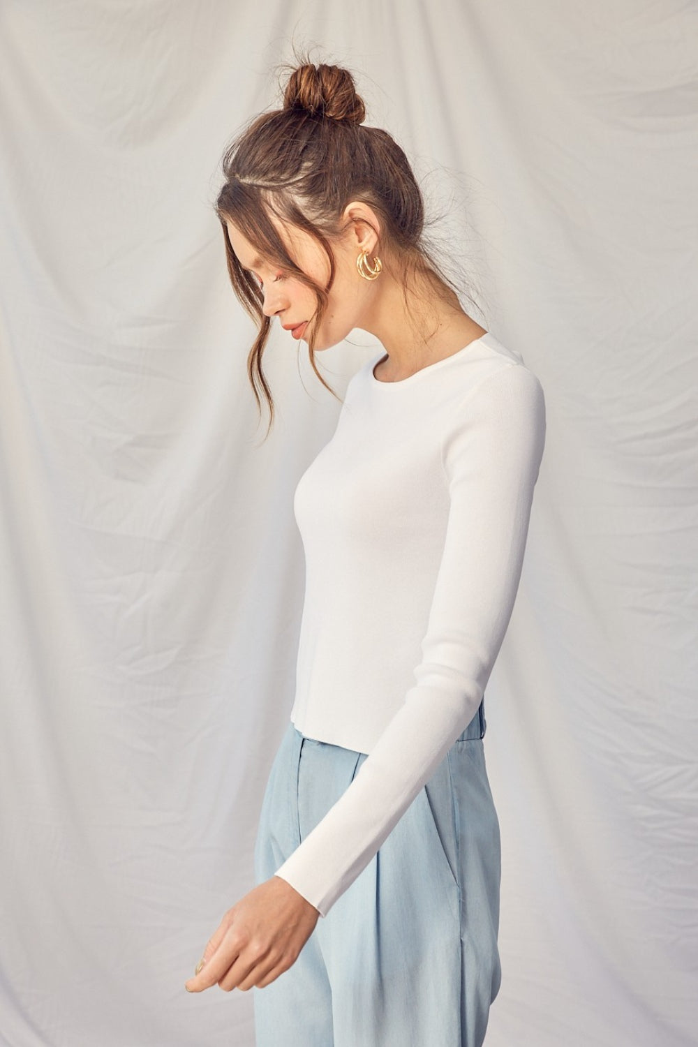 Idem Ditto Twisted Backless Long Sleeve Knit Top - AllIn Computer