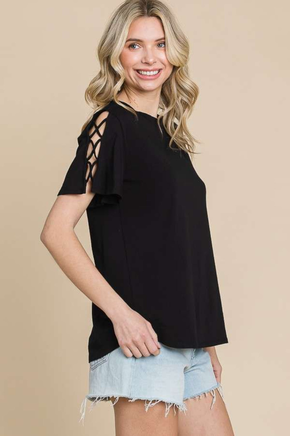 Culture Code Round Neck Crisscross Short Sleeve T-Shirt - AllIn Computer