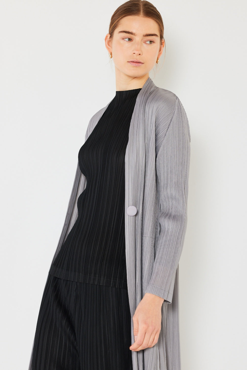 Marina West Swim Pleated Long Sleeve Cardigan - AllIn Computer