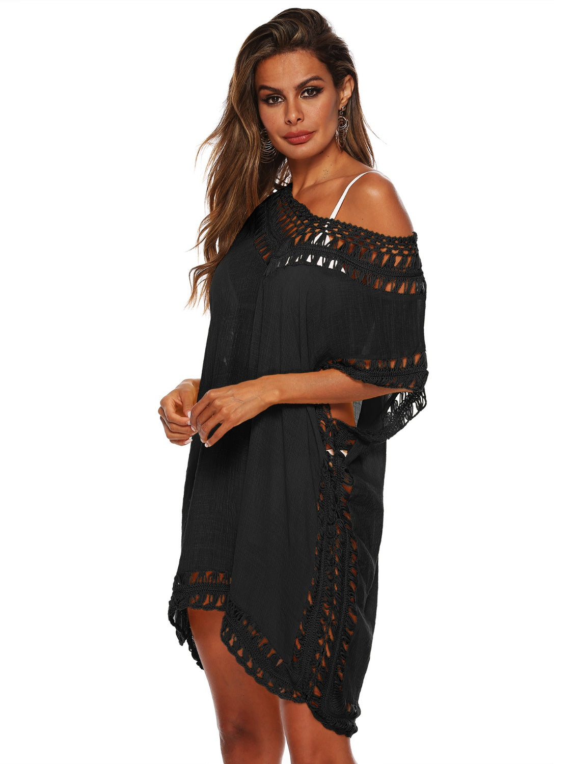 Cutout V-Neck Short Sleeve Cover-Up - AllIn Computer