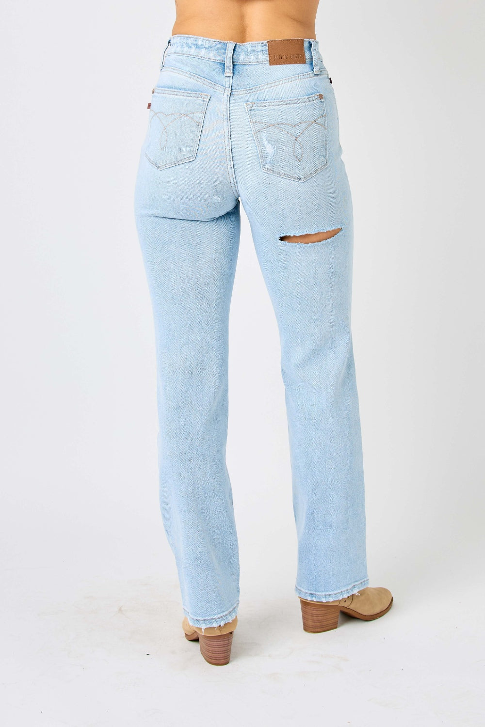 Judy Blue Full Size High Waist Distressed Straight Jeans - AllIn Computer