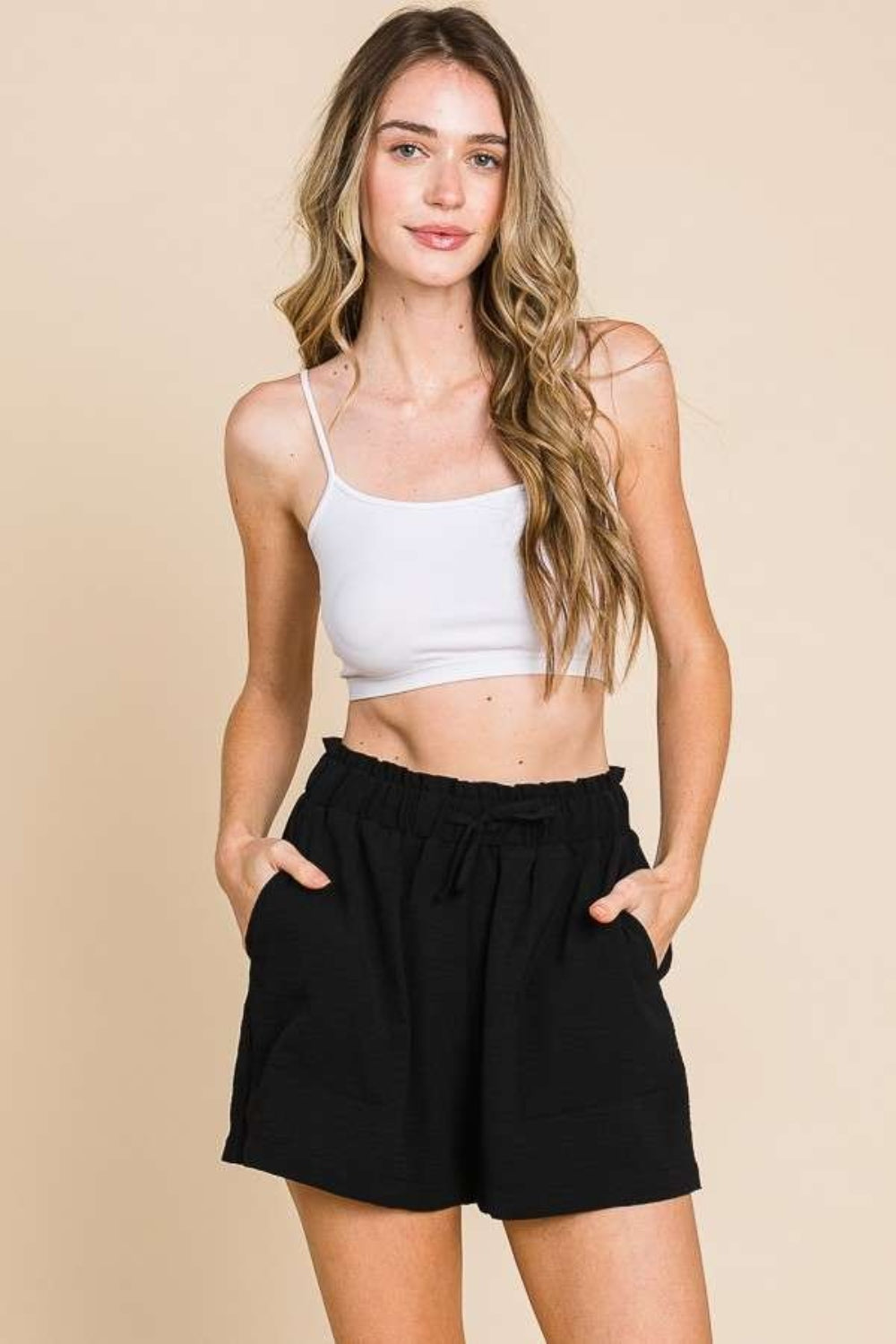 Culture Code High Waist Paper bag Shorts - AllIn Computer