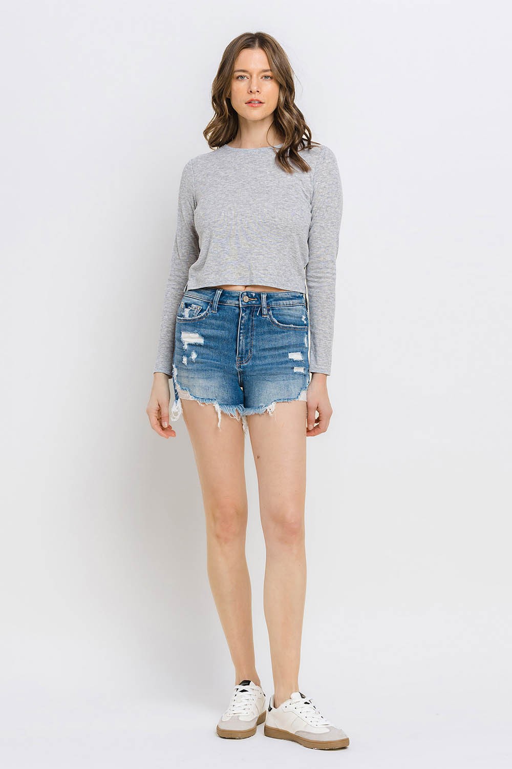 Vervet by Flying Monkey Distressed Raw Hem Denim Shorts - AllIn Computer