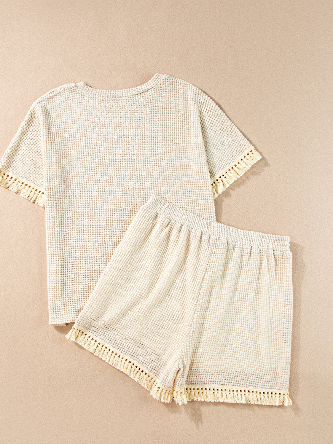 Tassel Round Neck Top and Shorts Set - AllIn Computer