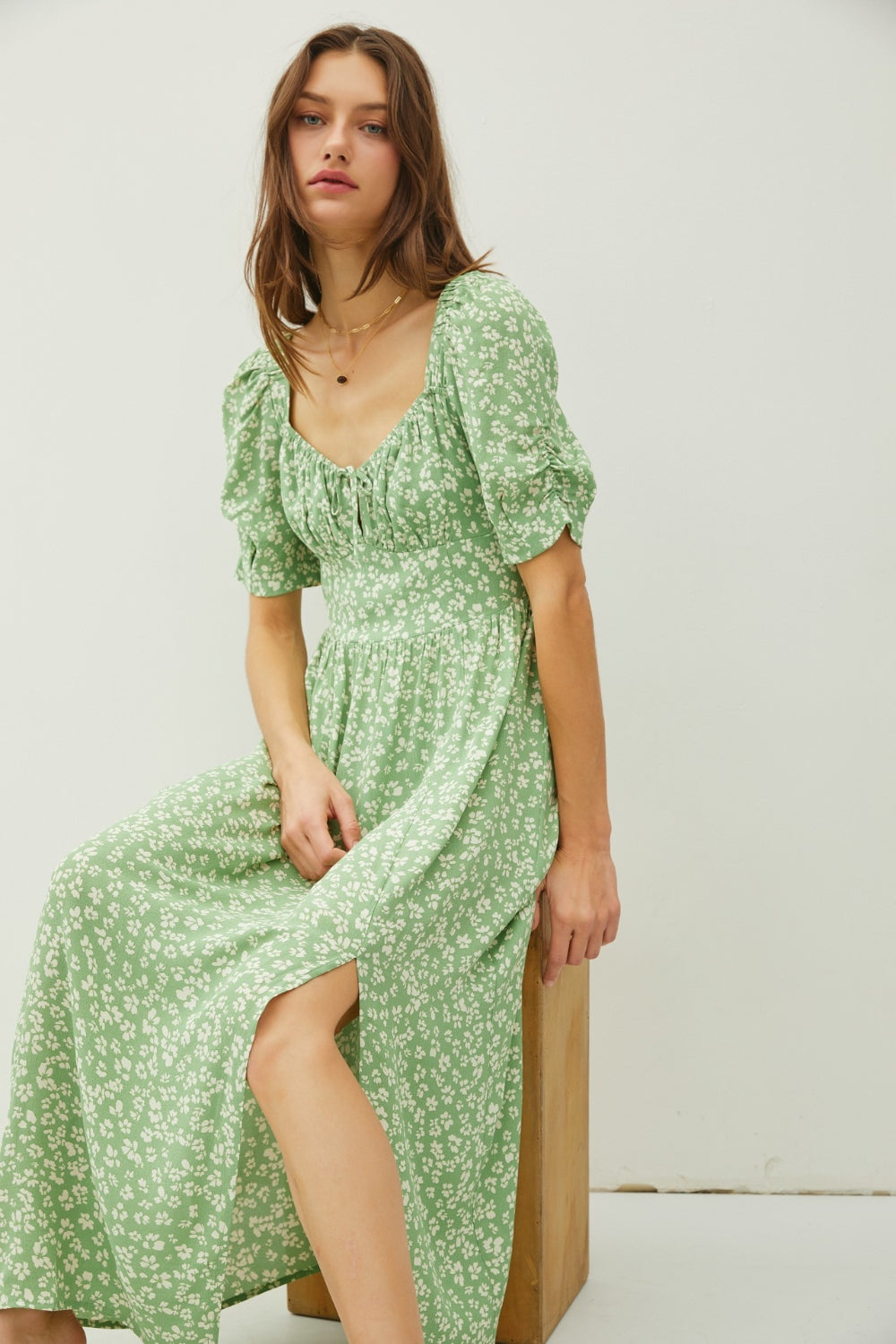 Be Cool Floral Smocked Back Slit Dress - AllIn Computer