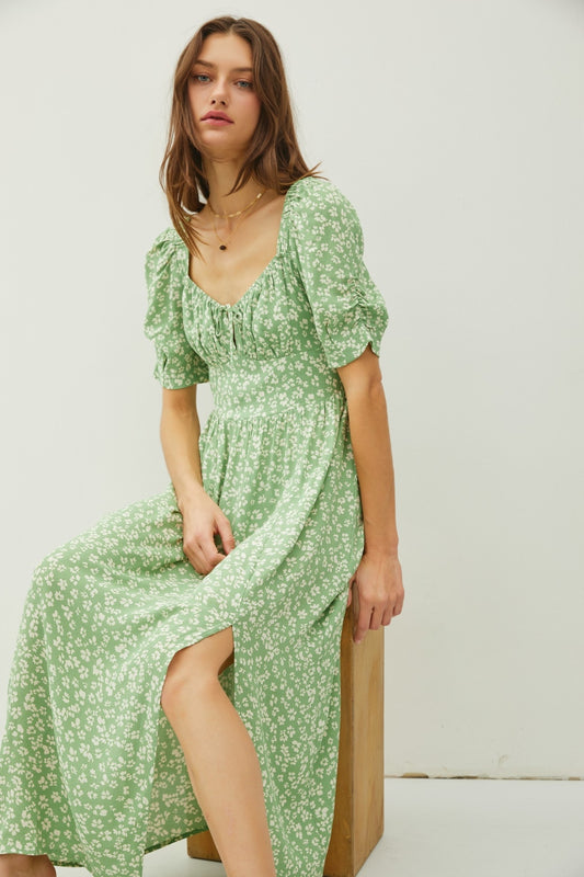 Be Cool Floral Smocked Back Slit Dress - AllIn Computer