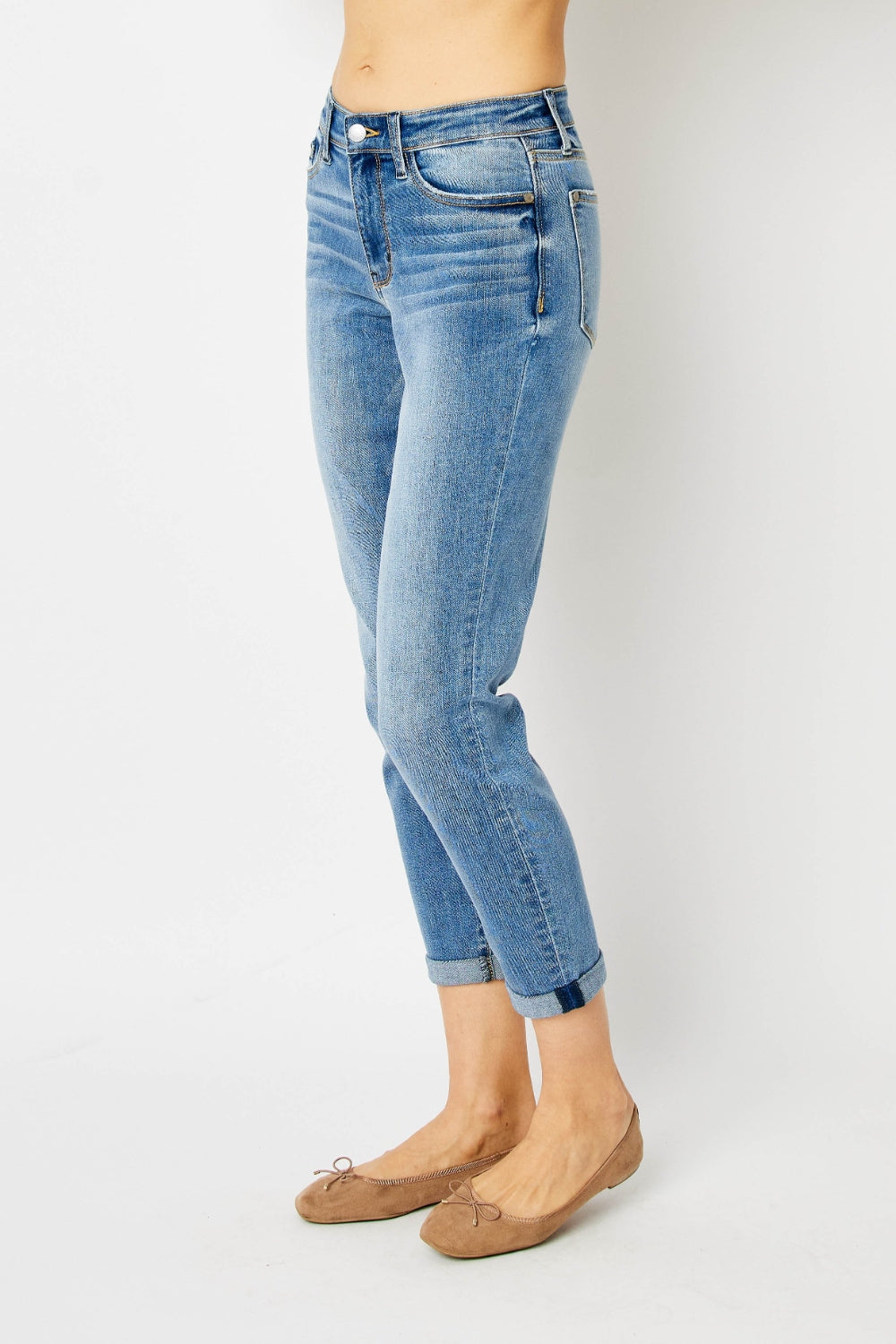 Judy Blue Full Size Cuffed Hem Slim Jeans - AllIn Computer