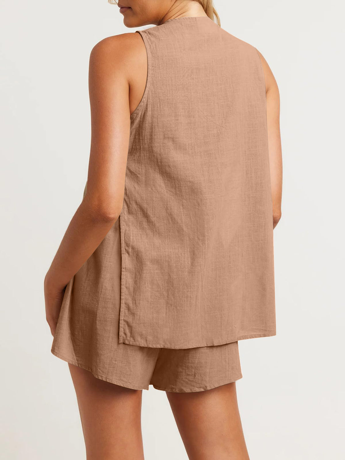 Full Size Button Up Top and Shorts Set - AllIn Computer