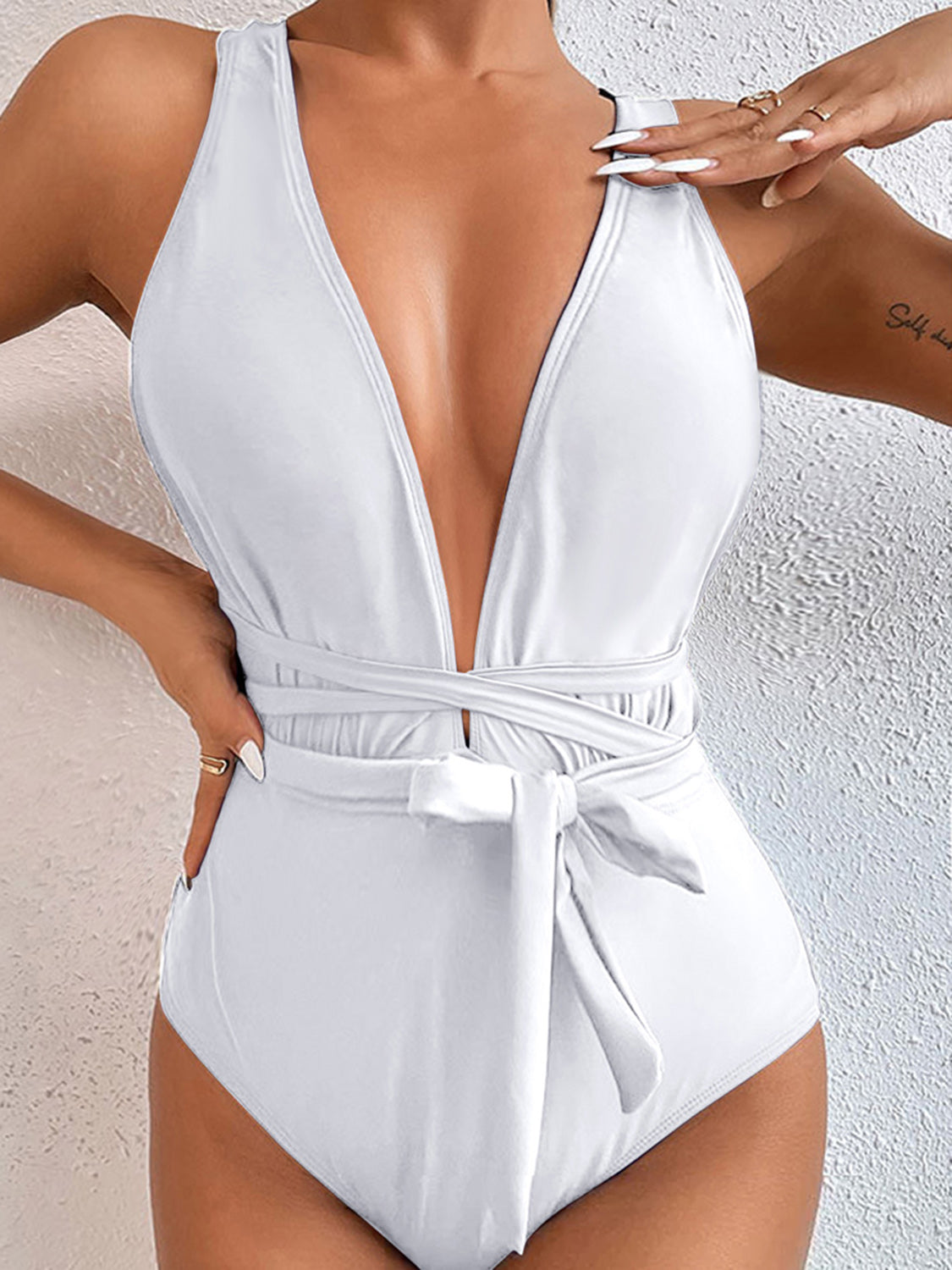 Tied Crisscross Wide Strap One-Piece Swimwear - AllIn Computer