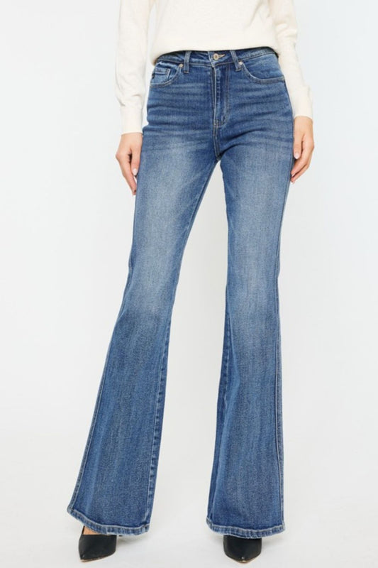 Kancan Cat's Whiskers High Waist Flare Jeans | CLOTHING,SHOES & ACCESSORIES | cat's whisker pattern, flare jeans, high waisted jeans, jeans, Kancan, Ship from USA | Trendsi