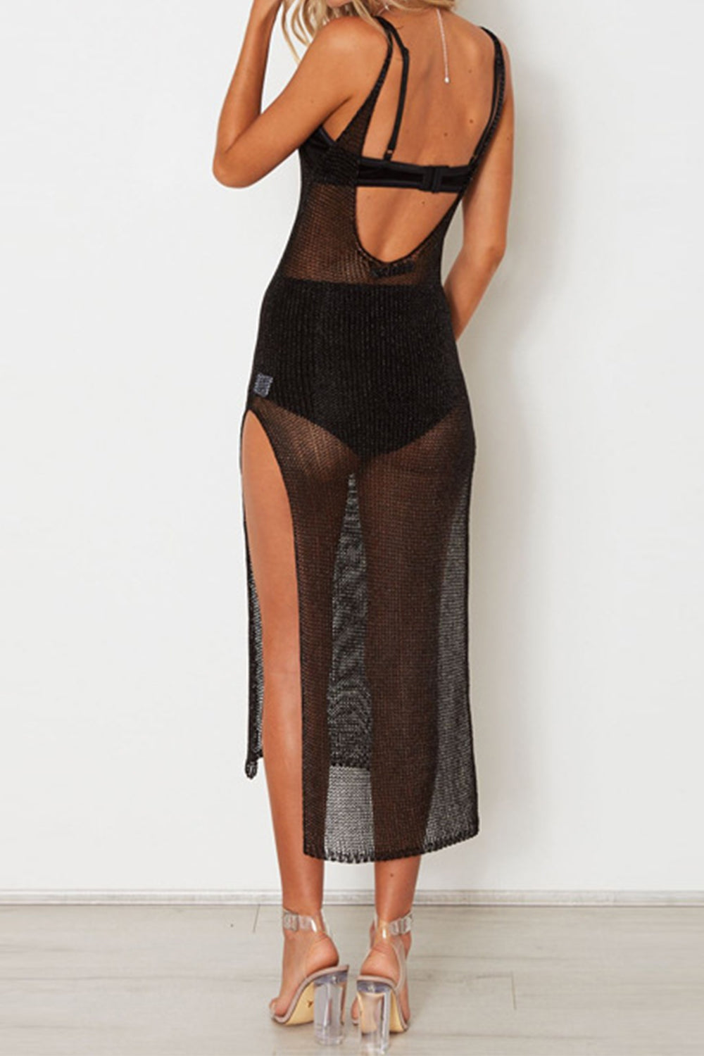 Slit Scoop Neck Sleeveless Cover Up - AllIn Computer