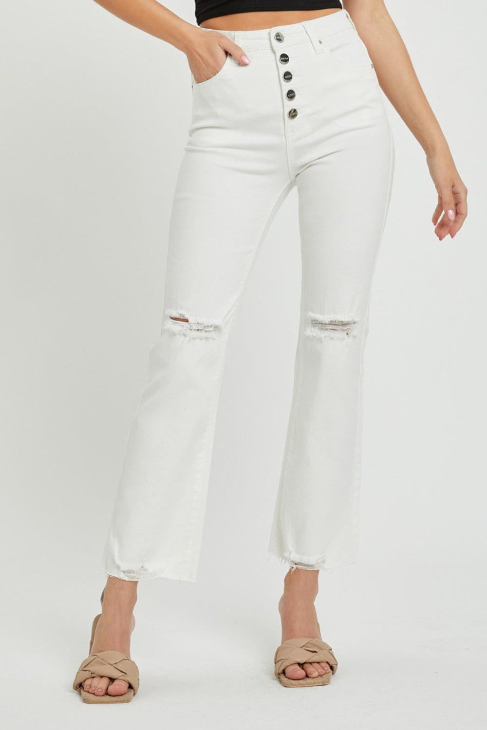 RISEN  Full Size High Rise Button Fly Straight Ankle Jeans - AllIn Computer