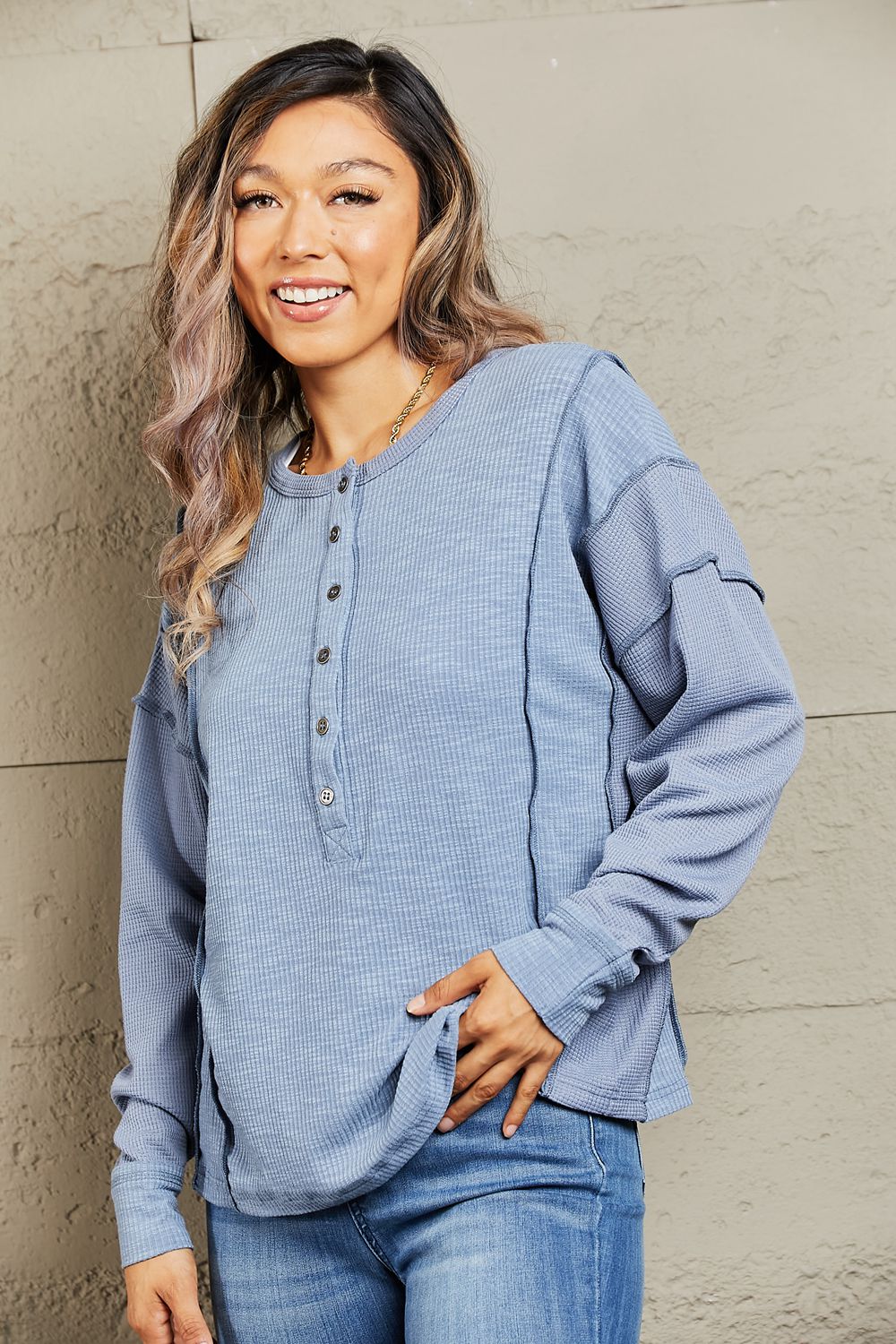 HEYSON Understand me Full Size Oversized Henley Top - AllIn Computer
